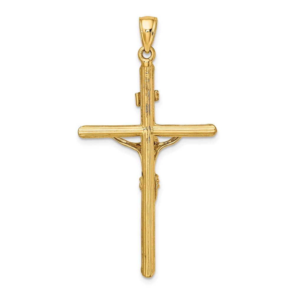 14k Yellow Gold 24 mm Textured Crucifix Charm (4.17 grams)