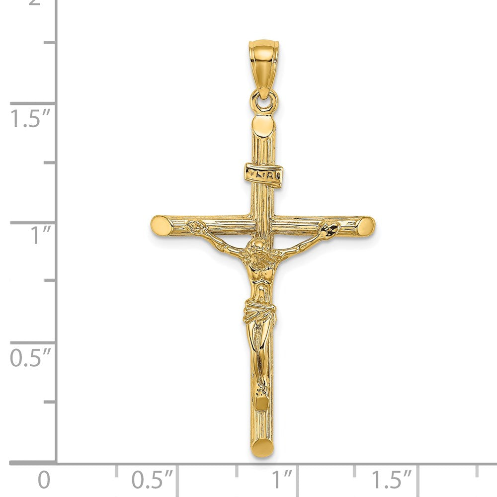 14k Yellow Gold 24 mm Textured Crucifix Charm (4.17 grams)