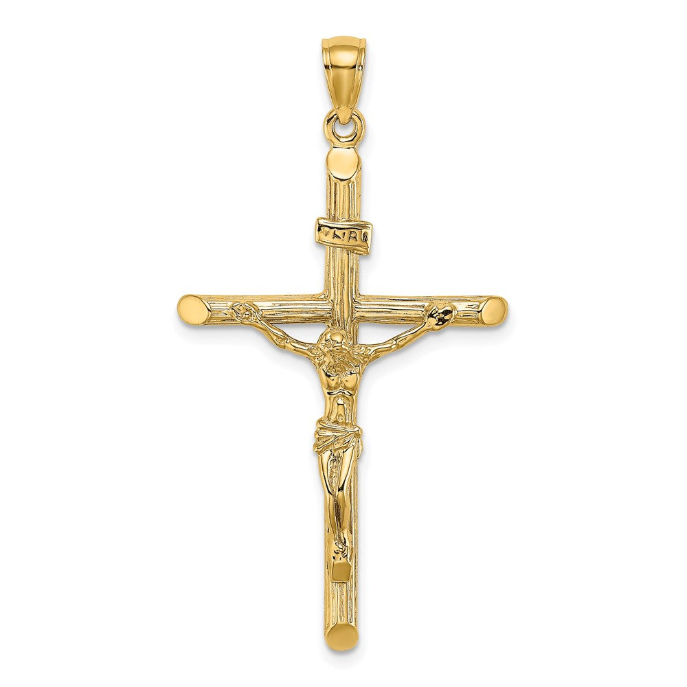14k Yellow Gold 24 mm Textured Crucifix Charm (4.17 grams)