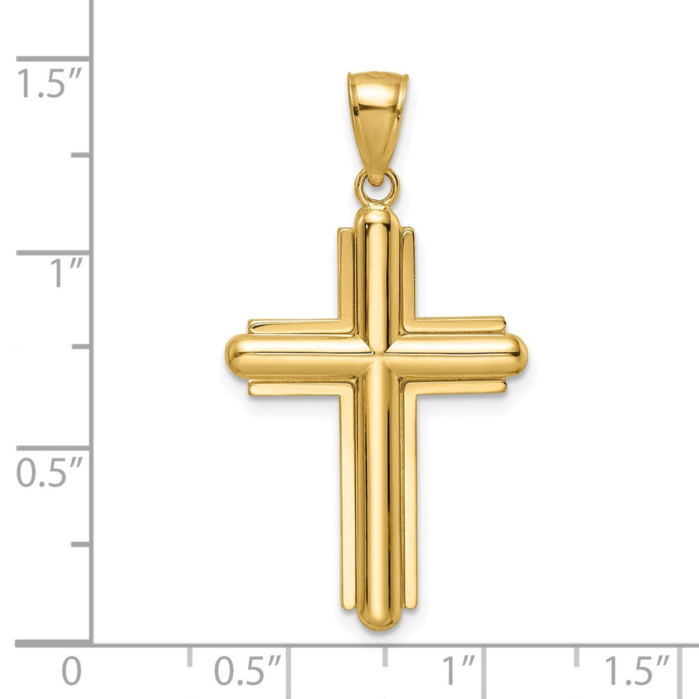 14k Yellow Gold 20.1 mm Beveled Cross Pendant (4.25 grams)