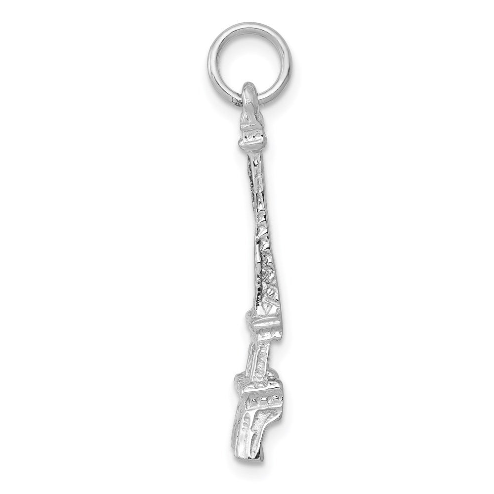 14k White Gold 10 mm Solid Polished Eiffel Tower Charm (1.36 grams)