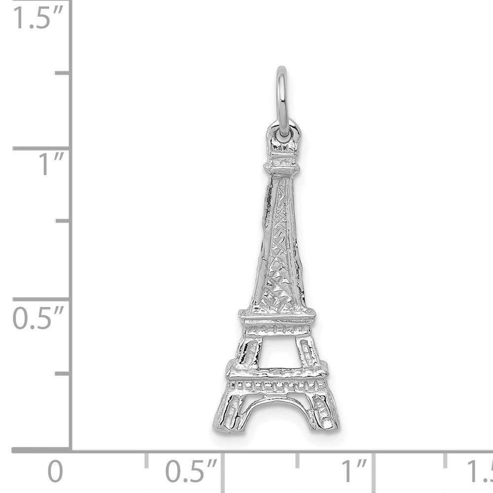 14k White Gold 10 mm Solid Polished Eiffel Tower Charm (1.36 grams)