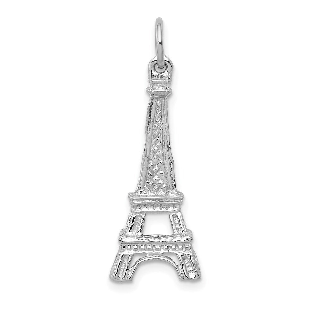 14k White Gold 10 mm Solid Polished Eiffel Tower Charm (1.36 grams)