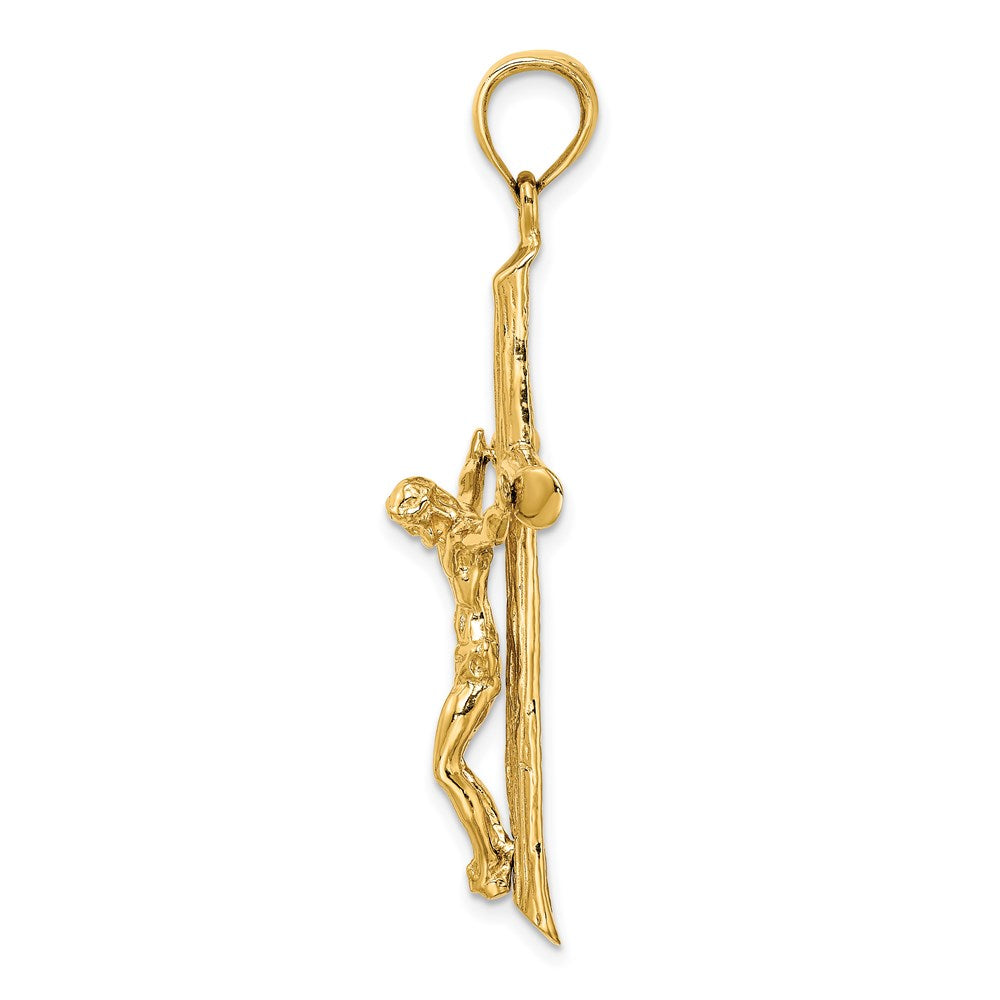 14k Yellow Gold 23 mm Textured Crucifix Charm (5.3 grams)