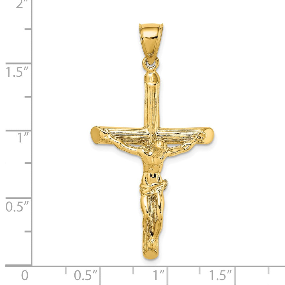 14k Yellow Gold 23 mm Textured Crucifix Charm (5.3 grams)