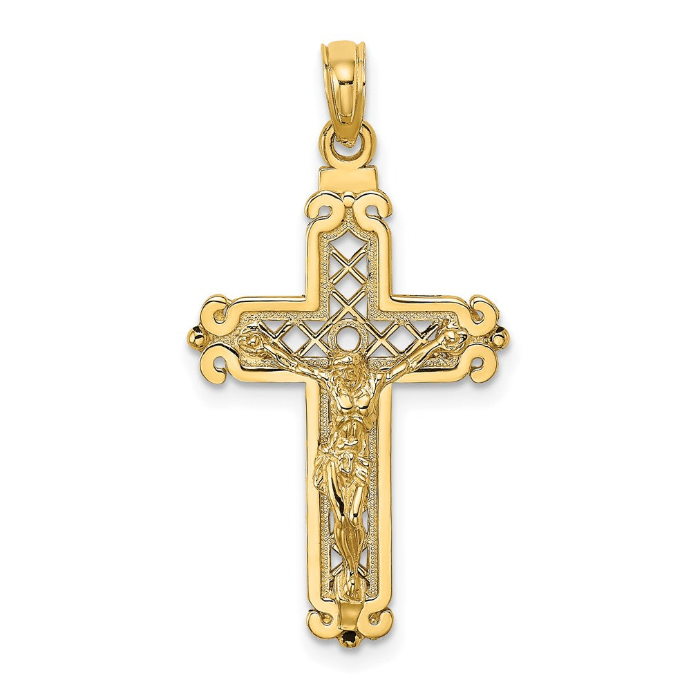 14k Yellow Gold 18 mm Fancy Crucifix Charm (1.61 grams)