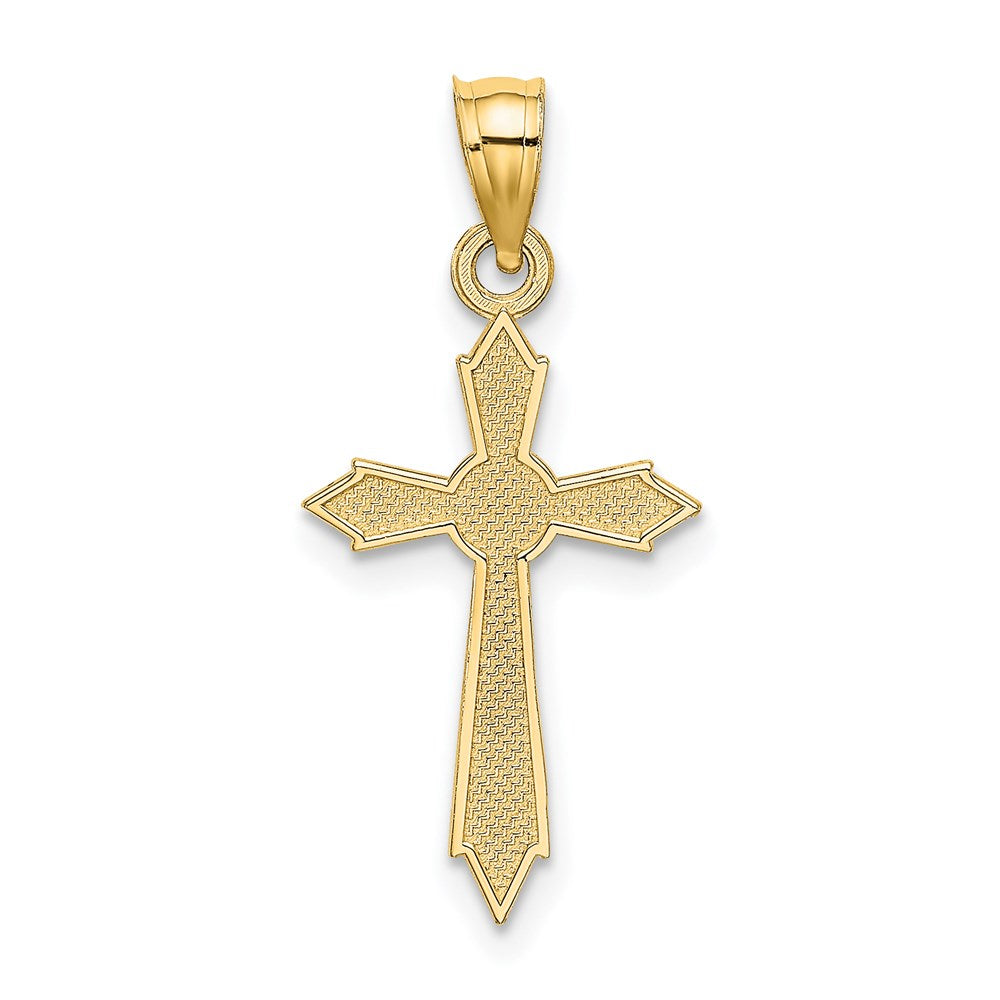 14k Yellow Gold 12 mm w/ Engraved Edges Cross Charm (0.62 grams)