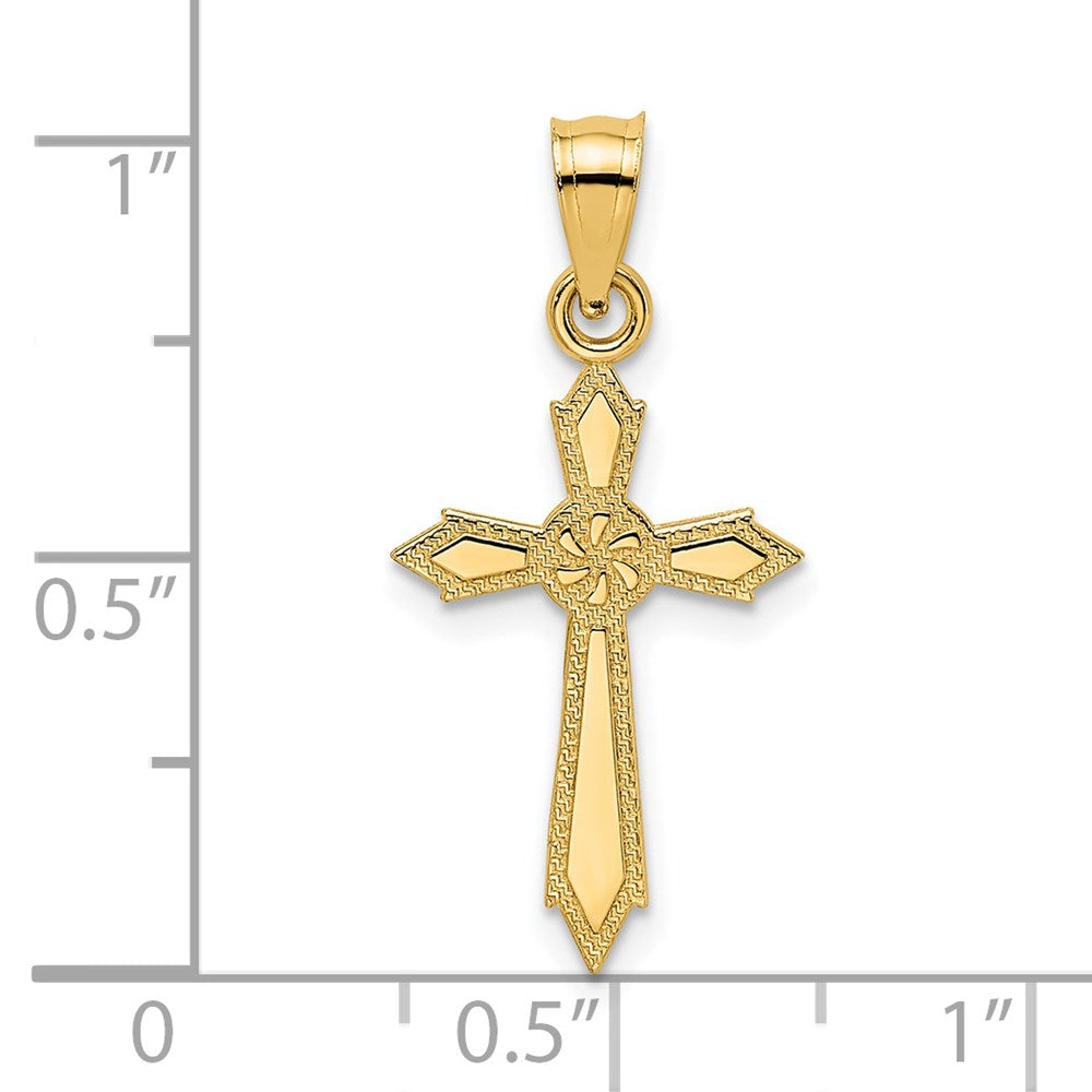 14k Yellow Gold 12 mm w/ Engraved Edges Cross Charm (0.62 grams)