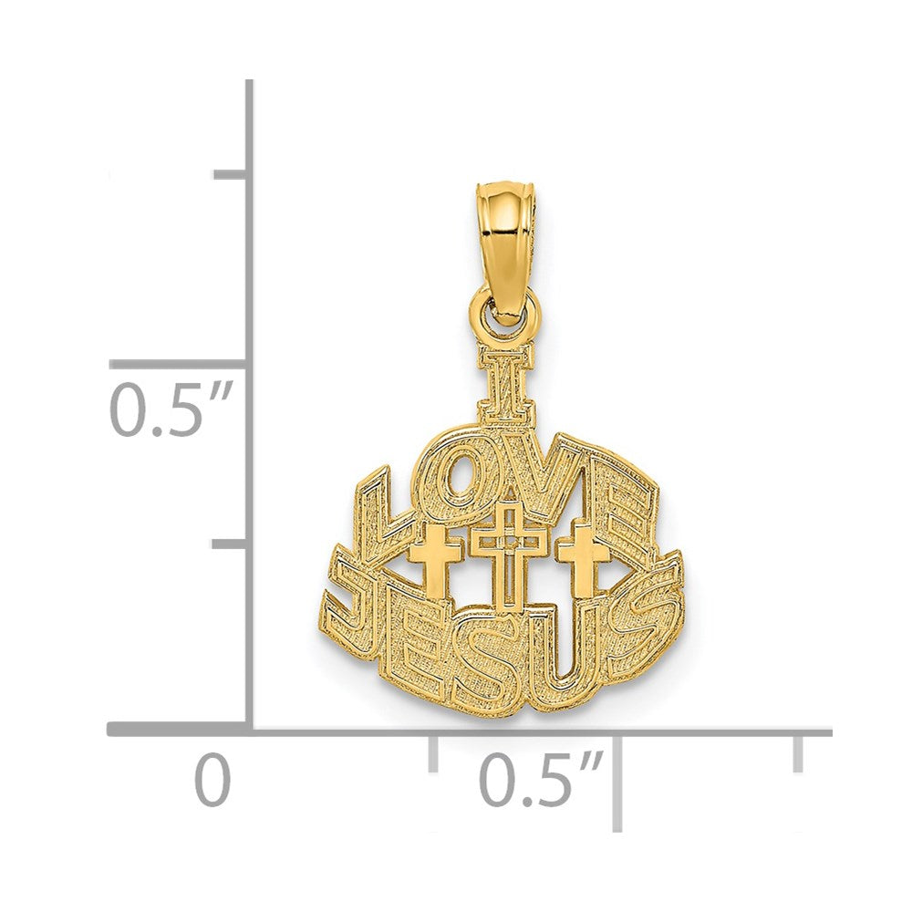 14K I LOVE JESUS with Crosses Charm (0.69 grams)