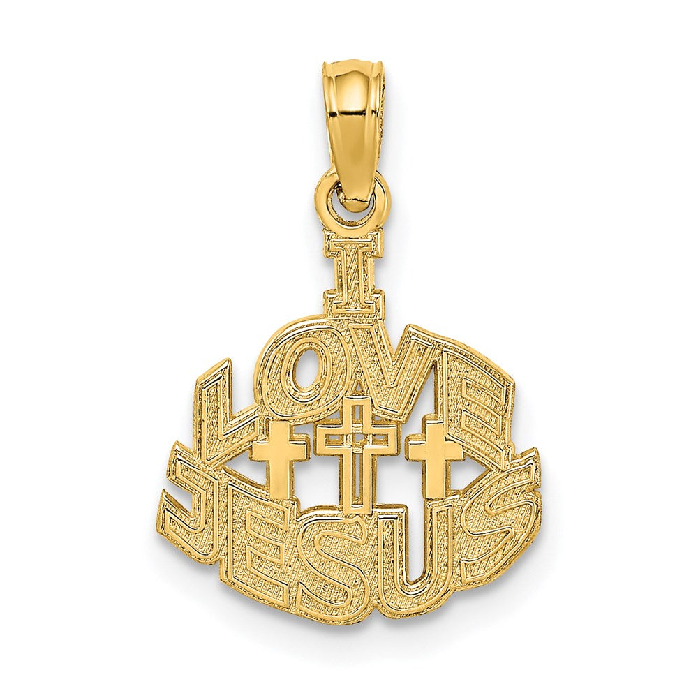 14K I LOVE JESUS with Crosses Charm (0.69 grams)