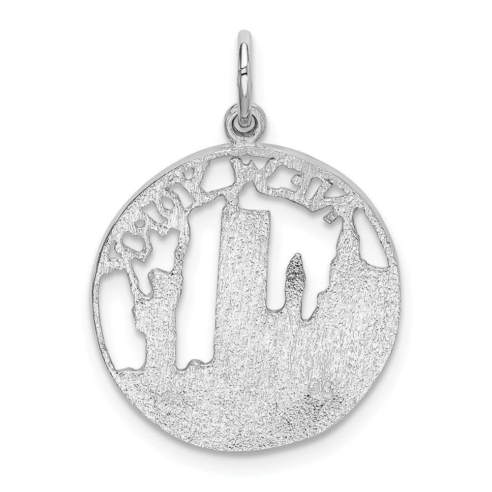 14k White Gold 18 mm Solid Polished NEW YORK Skyline Charm (1.35 grams)