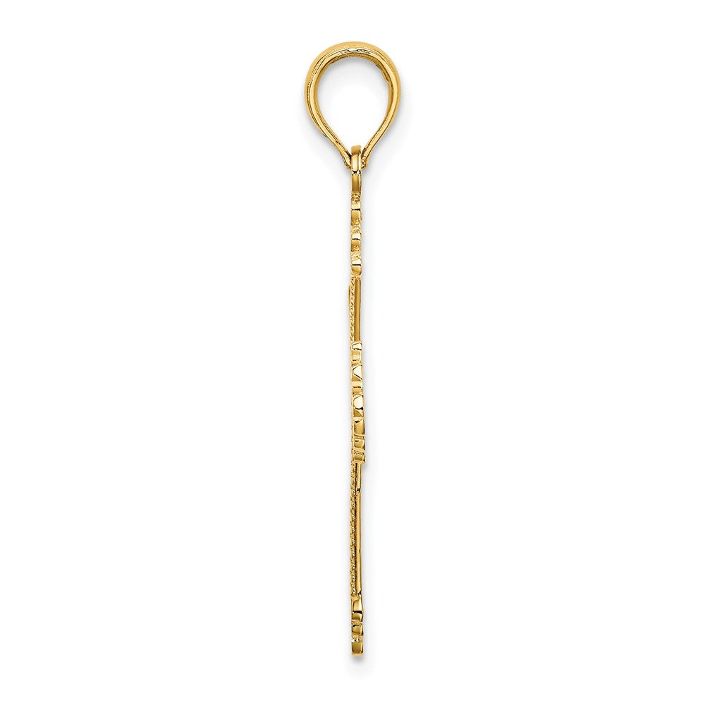 14K Cut-Out Stripes Cross with Heart Charm (1.02 grams)