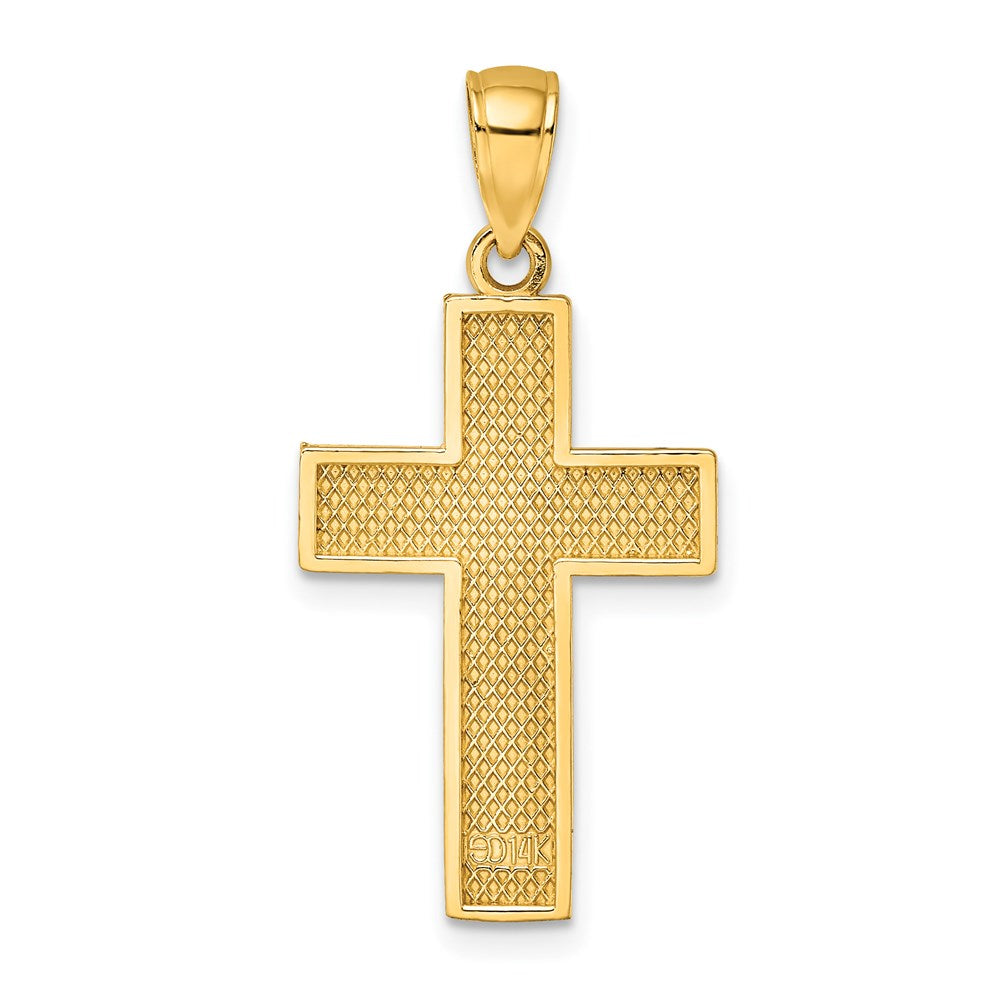 14k Yellow Gold 15 mm Block Cross Charm (1.81 grams)