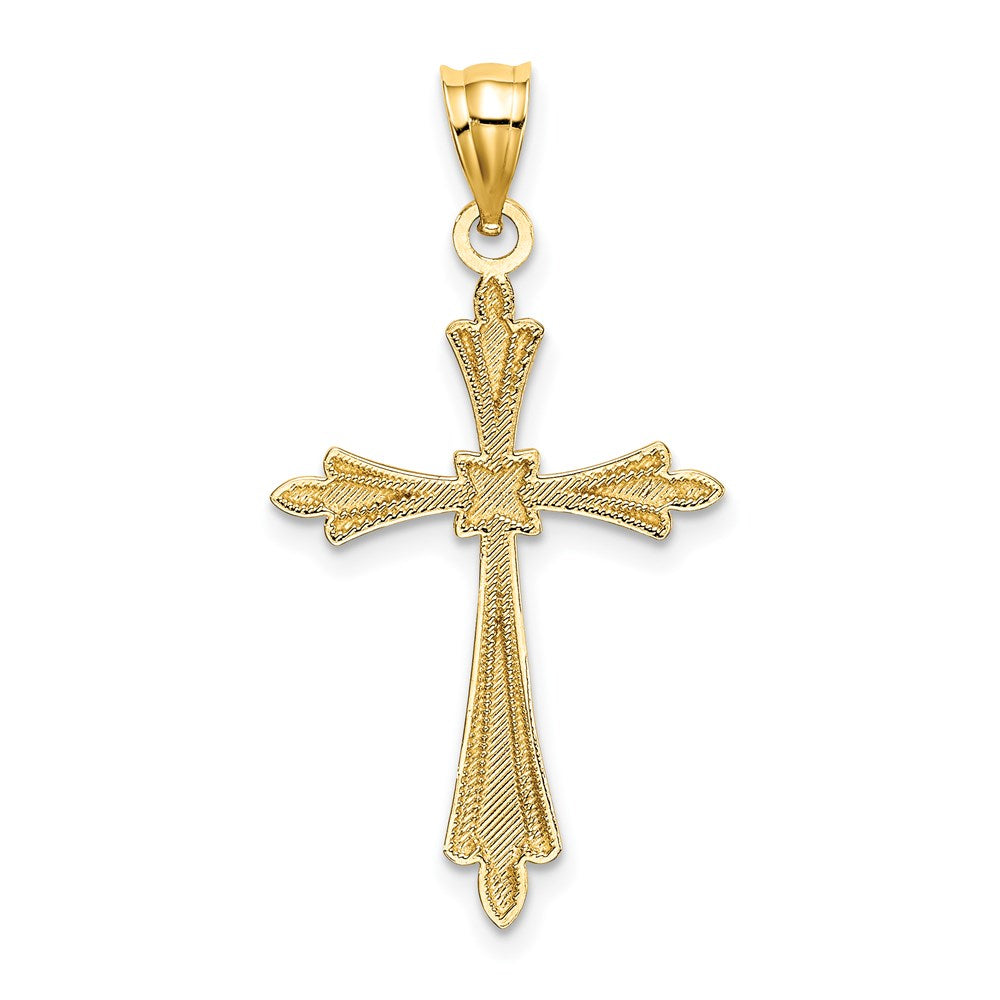 14k Yellow Gold 19 mm D/C Cross w/ Fancy Edges Charm (1.08 grams)