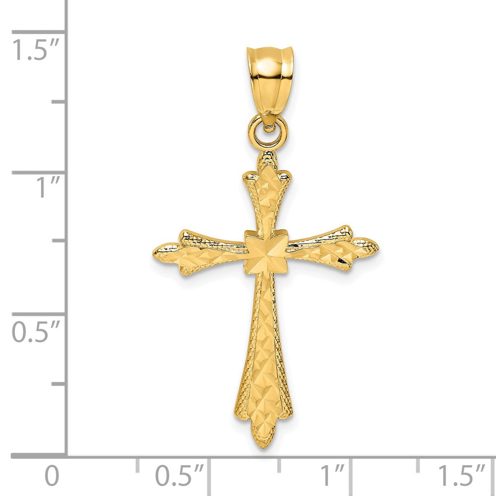 14k Yellow Gold 19 mm D/C Cross w/ Fancy Edges Charm (1.08 grams)