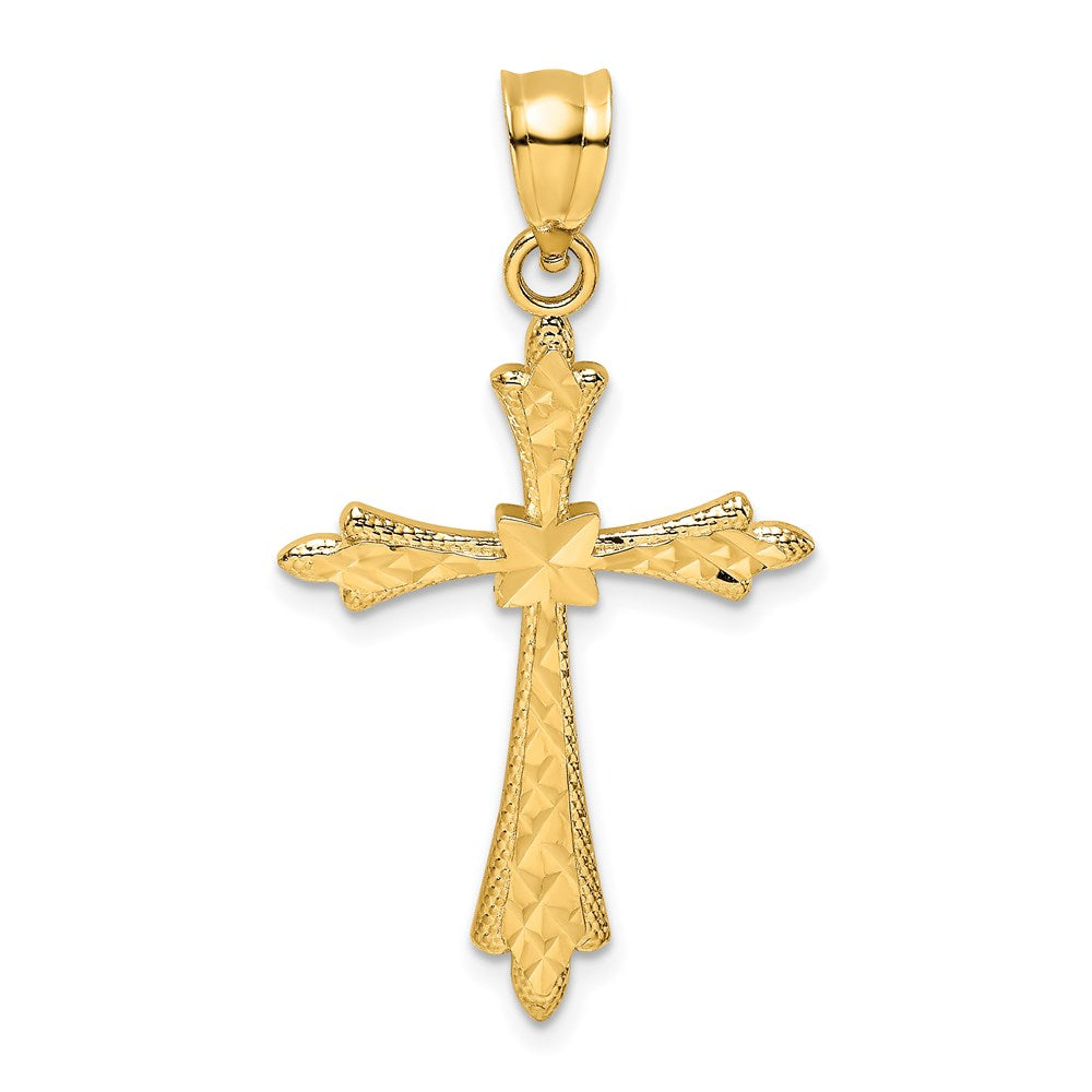 14k Yellow Gold 19 mm D/C Cross w/ Fancy Edges Charm (1.08 grams)