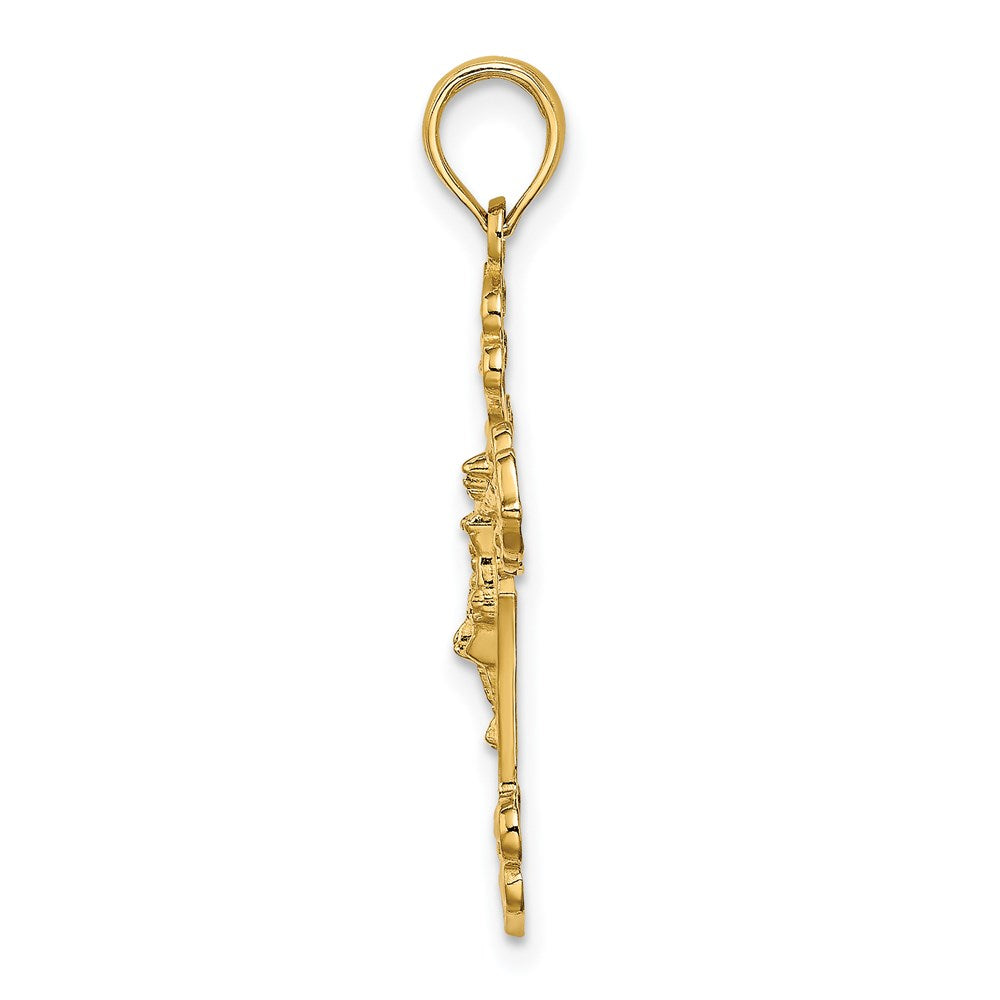 14k Yellow Gold 17 mm Crucifix W/ Fancy Tips Charm (1.05 grams)