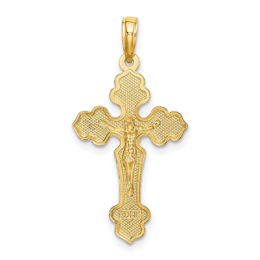 14k Yellow Gold 16 mm D/C Crucifix W /Fancy Tips Charm (1.03 grams)