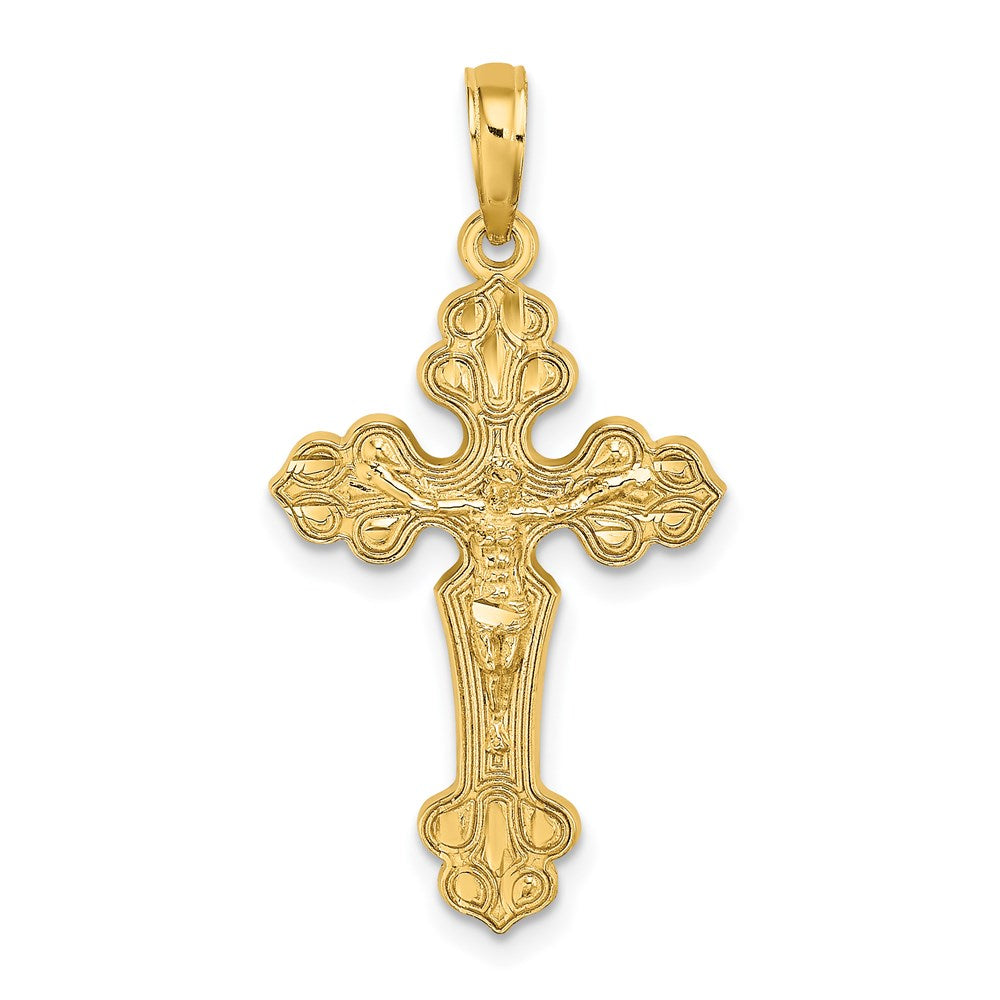 14k Yellow Gold 16 mm D/C Crucifix W /Fancy Tips Charm (1.03 grams)