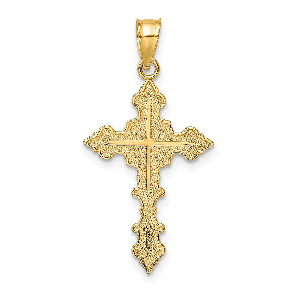 14k Yellow Gold 14.71 mm Crucifix W/ Fancy Edges Charm (1.07 grams)