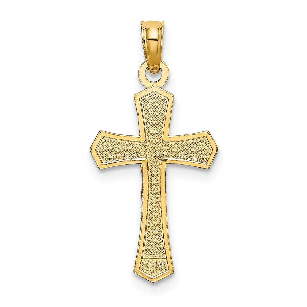 14k Yellow Gold 13 mm Crucifix W/ Beveled Edges Charm (0.73 grams)