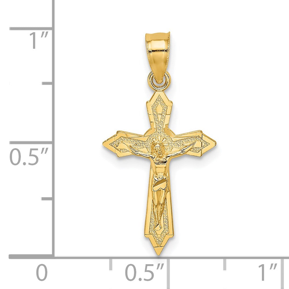 14k Yellow Gold 13 mm W/ Arrow Pointed Ends Crucifix Charm (0.74 grams)