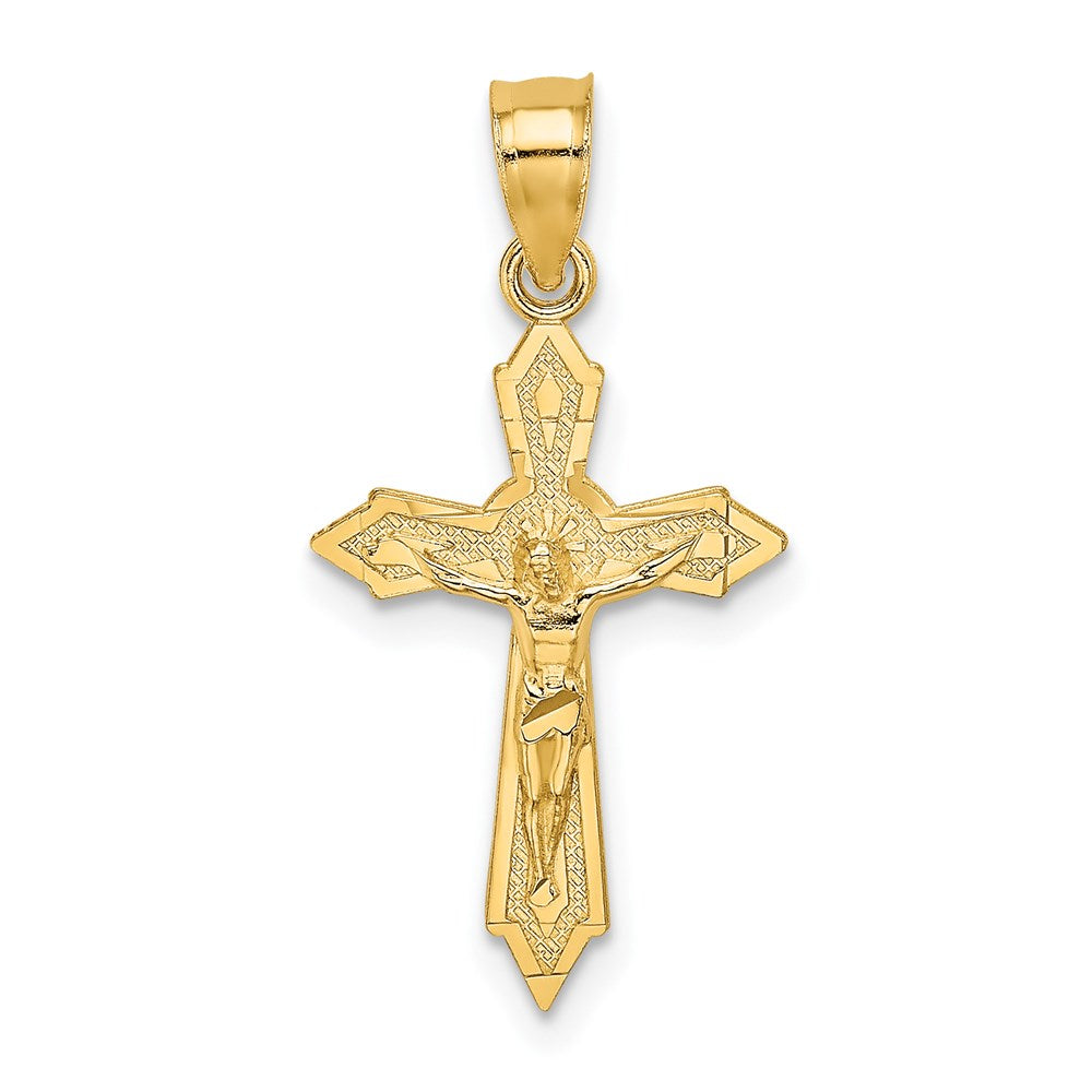 14k Yellow Gold 13 mm W/ Arrow Pointed Ends Crucifix Charm (0.74 grams)