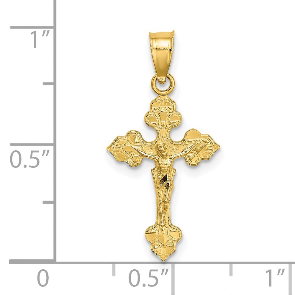 14k Yellow Gold 12 mm Crucifix W/ Fancy Tips Charm (0.7 grams)