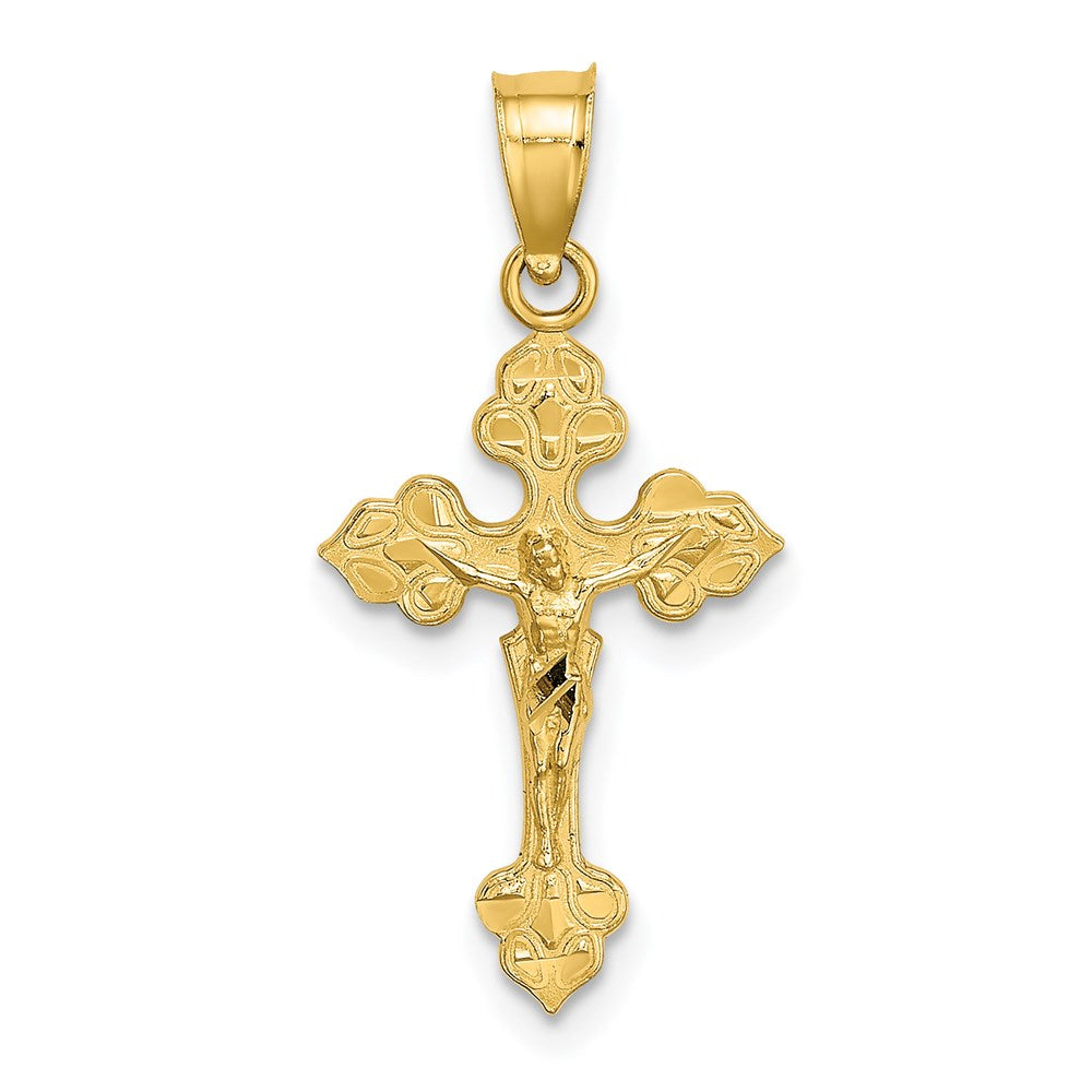 14k Yellow Gold 12 mm Crucifix W/ Fancy Tips Charm (0.7 grams)