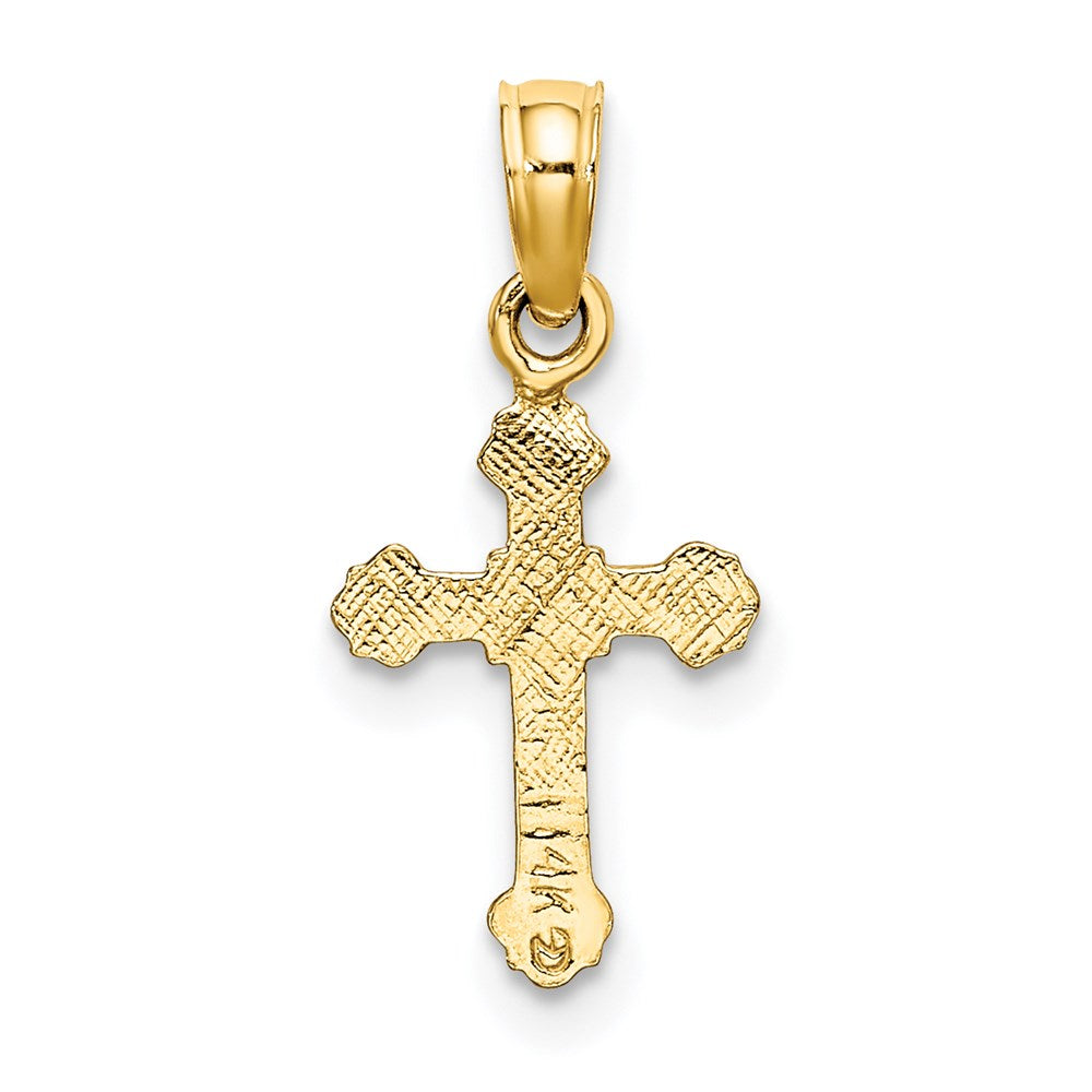 14k Yellow Gold 9 mm Mini Crucifix W/ Fancy Tips Charm (0.27 grams)