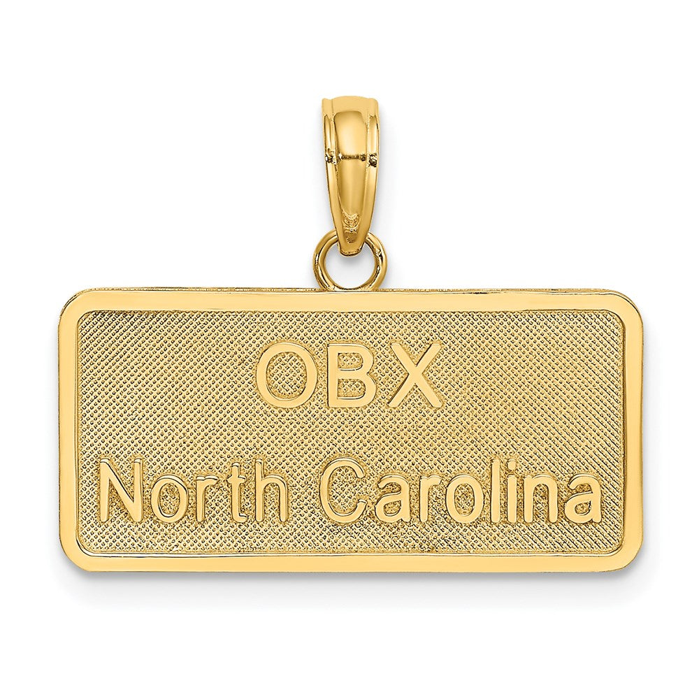 14k Yellow Gold 23.35 mm OBX NORTH CAROLINA License Plate Charm (2.42 grams)