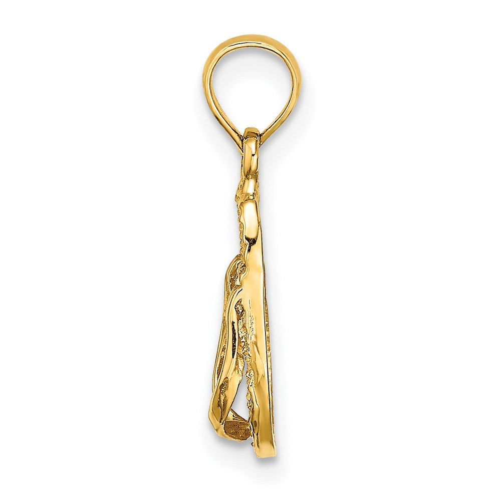 14k Yellow Gold 5.6 mm 3D KEY WEST Flip Flop Charm (0.72 grams)