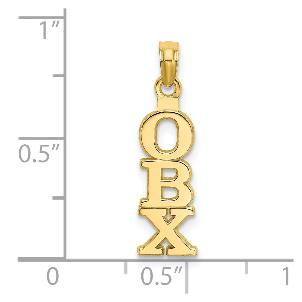 14k Yellow Gold 6.45 mm Polished OBX (Outer Banks) Vertical Charm (0.84 grams)