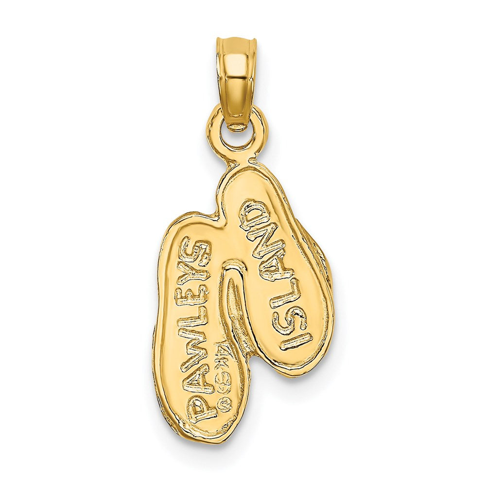 14k Yellow Gold 10.2 mm 3D PAWLEYS ISLAND Double Flip-flop Charm (1.14 grams)