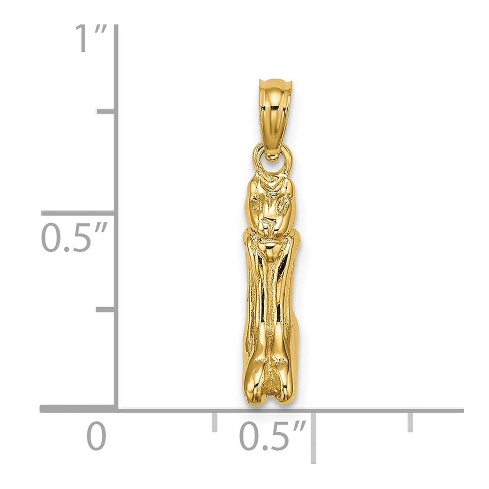 14k Yellow Gold 4 mm 3D Polished MARCO ISLAND Cat Charm (2.56 grams)