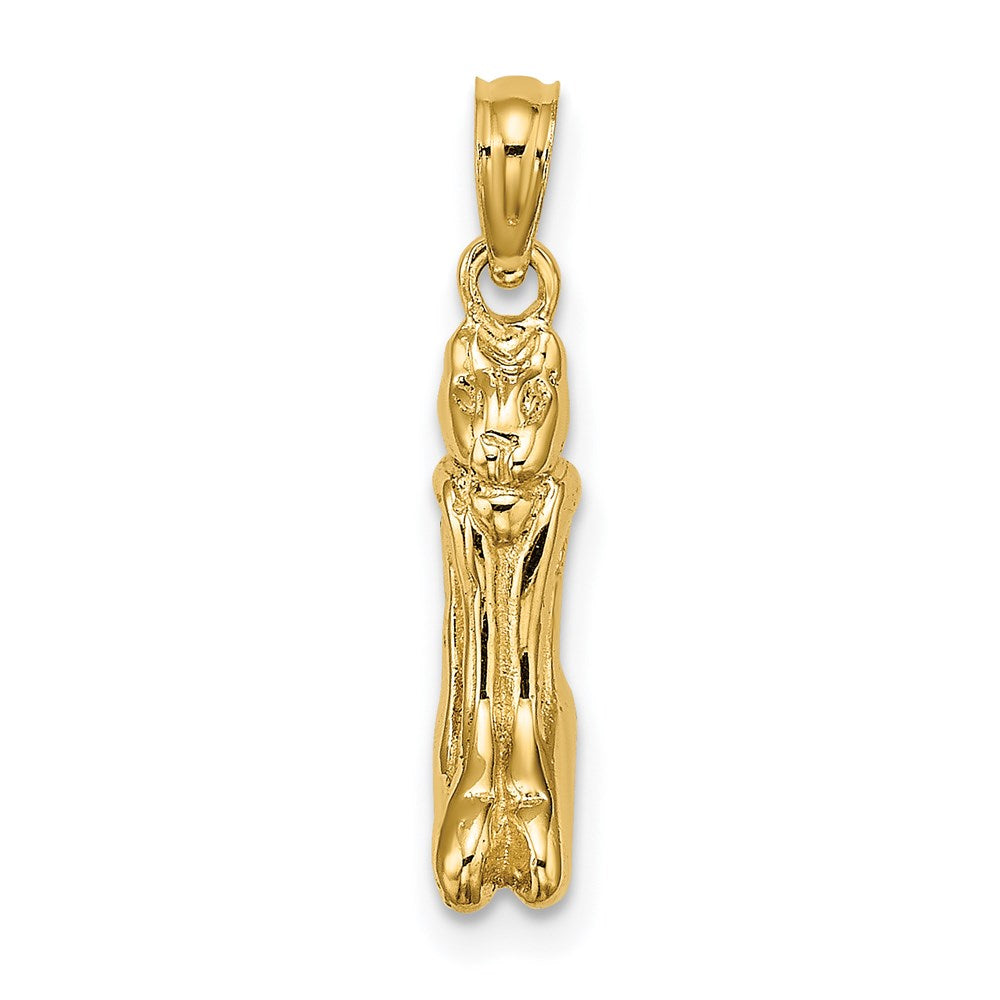 14k Yellow Gold 4 mm 3D Polished MARCO ISLAND Cat Charm (2.56 grams)