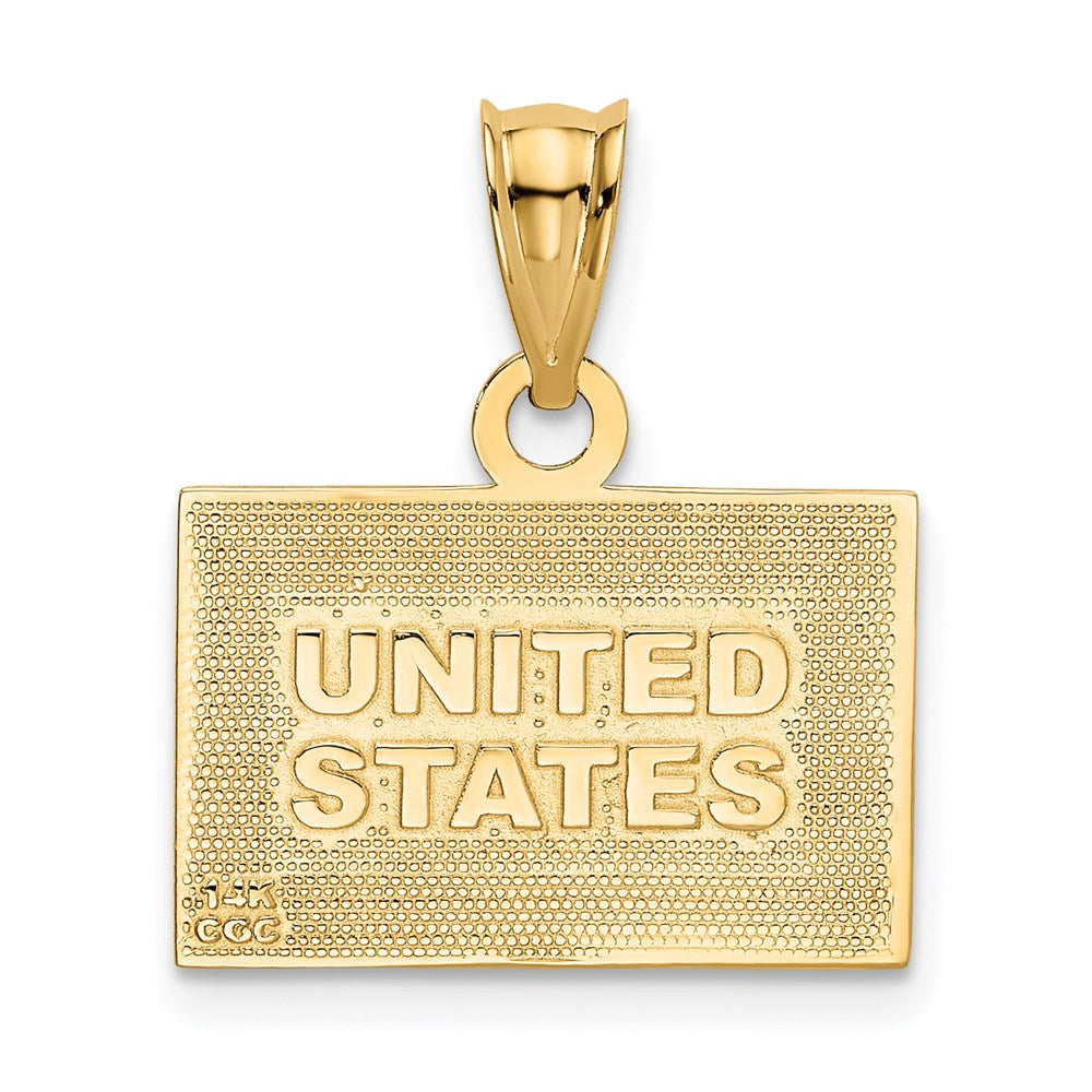 14k Yellow Gold 17.5 mm Enameled United States Flag Pendant (1.62 grams)