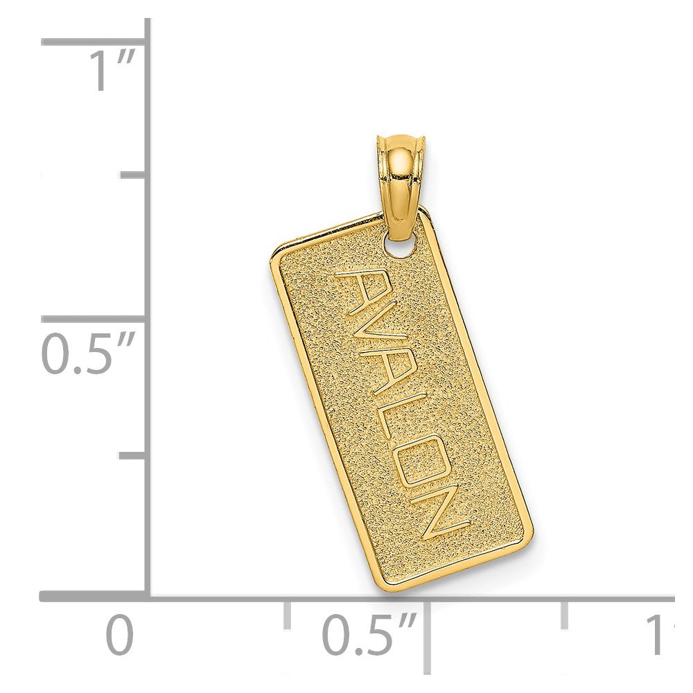 14k Yellow Gold 8.8 mm Textured AVALON License Plate (0.97 grams)