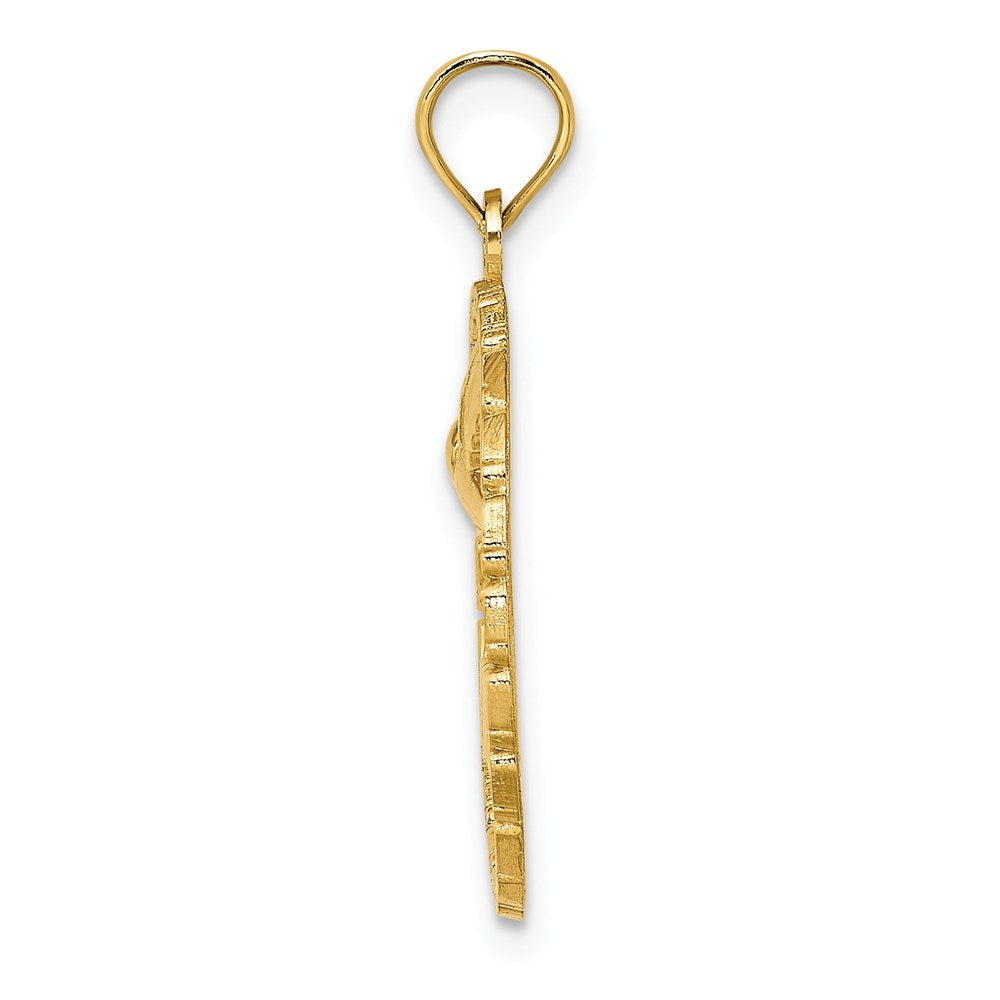 14k Yellow Gold 19.25 mm JAMAICA w/ Bird in Circle Charm (1.58 grams)