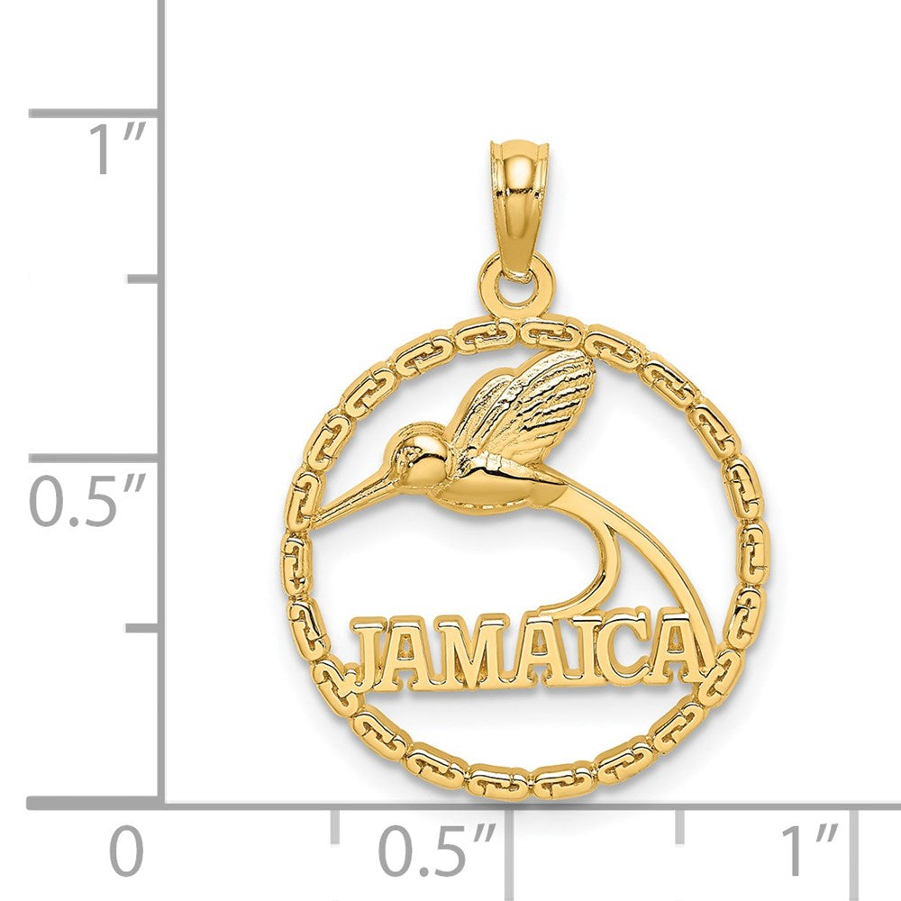 14k Yellow Gold 19.25 mm JAMAICA w/ Bird in Circle Charm (1.58 grams)