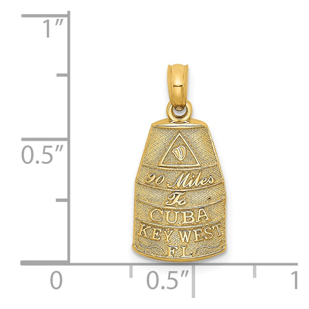 14k Yellow Gold 10 mm Small Southern Most Point USA / KEY WEST FL Charm (1.04 grams)