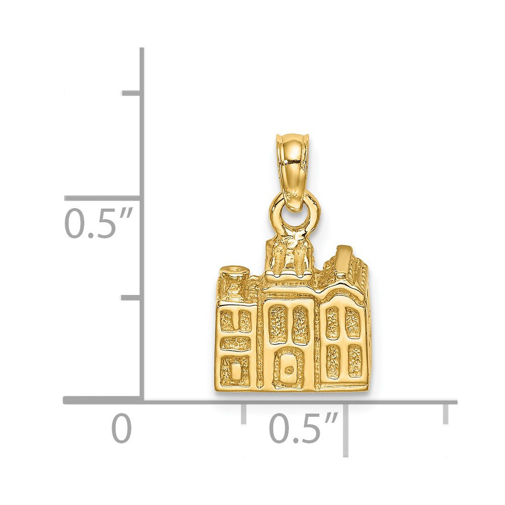 14k Yellow Gold 10.1 mm 3D CHARLESTON Rainbow Row Buildings (3.17 grams)