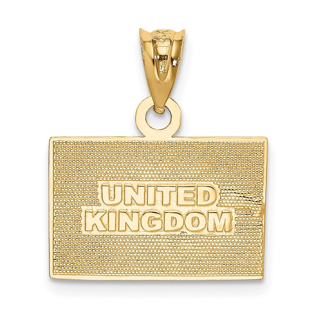 14k Yellow & Rhodium 18 mm  Solid Enameled United Kingdom Flag Pendant (1.54 grams)