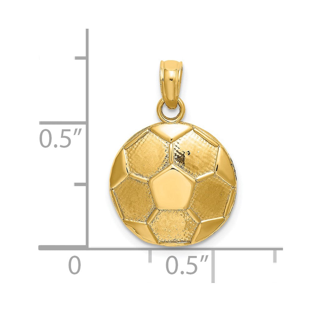 14k Yellow Gold 13 mm 2-D Engraveable Soccer Ball Charm (3.07 grams)
