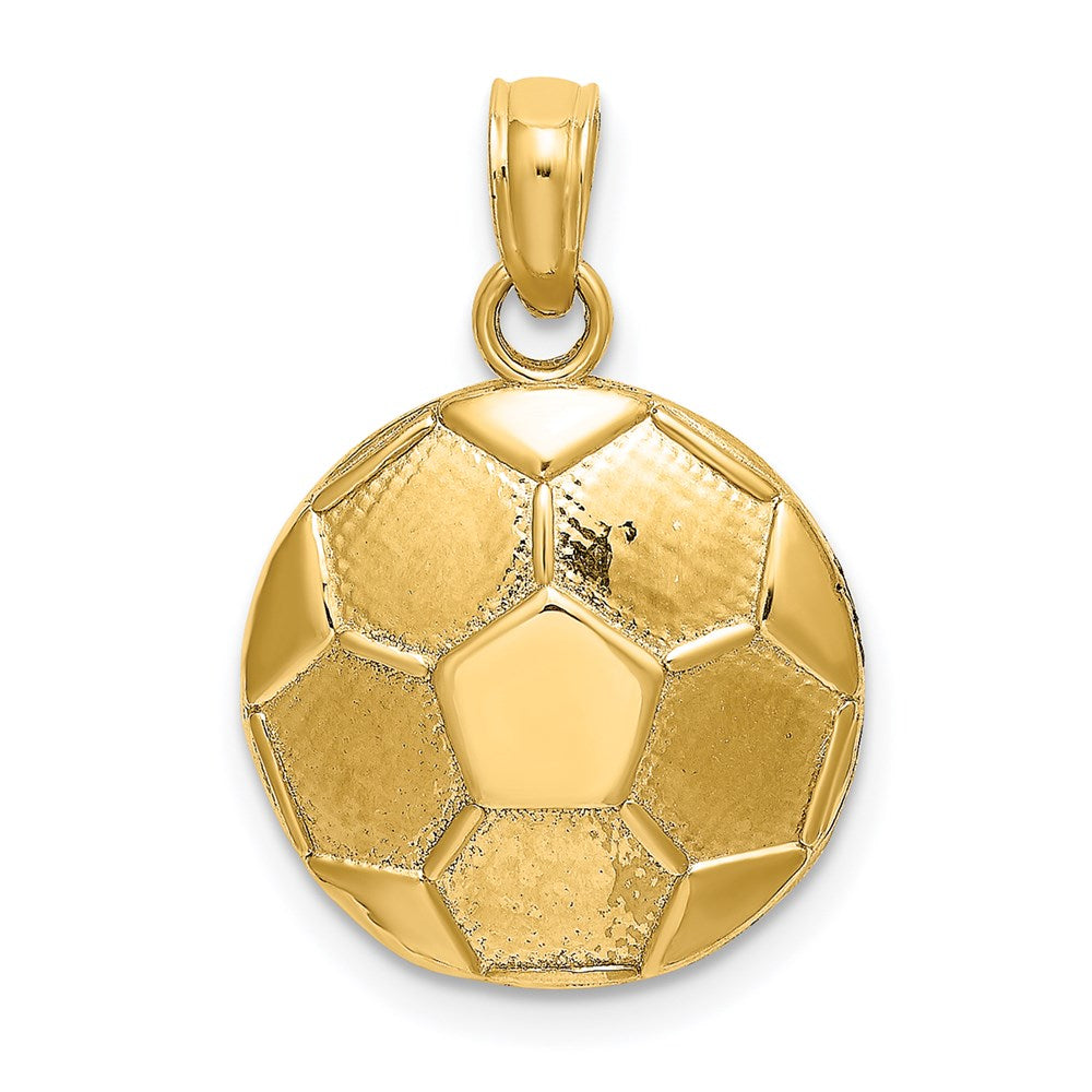 14k Yellow Gold 13 mm 2-D Engraveable Soccer Ball Charm (3.07 grams)