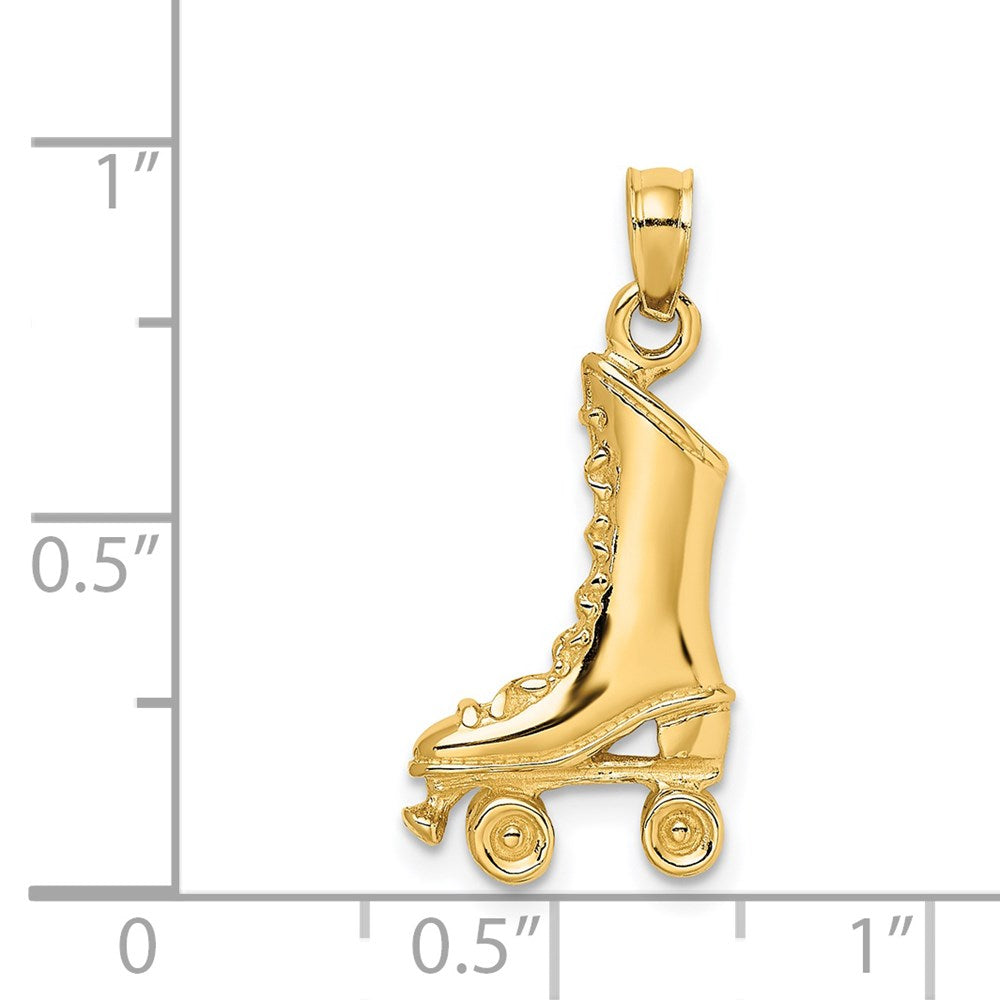 14k Yellow Gold 11.3 mm 3-D Roller Skate Charm (2.69 grams)