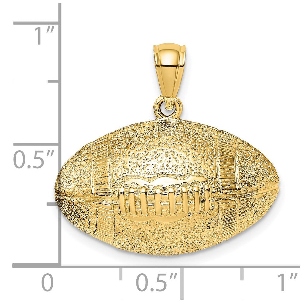 14k Yellow Gold 24.8 mm 3-D Football Horizontal Pendant (9.68 grams)