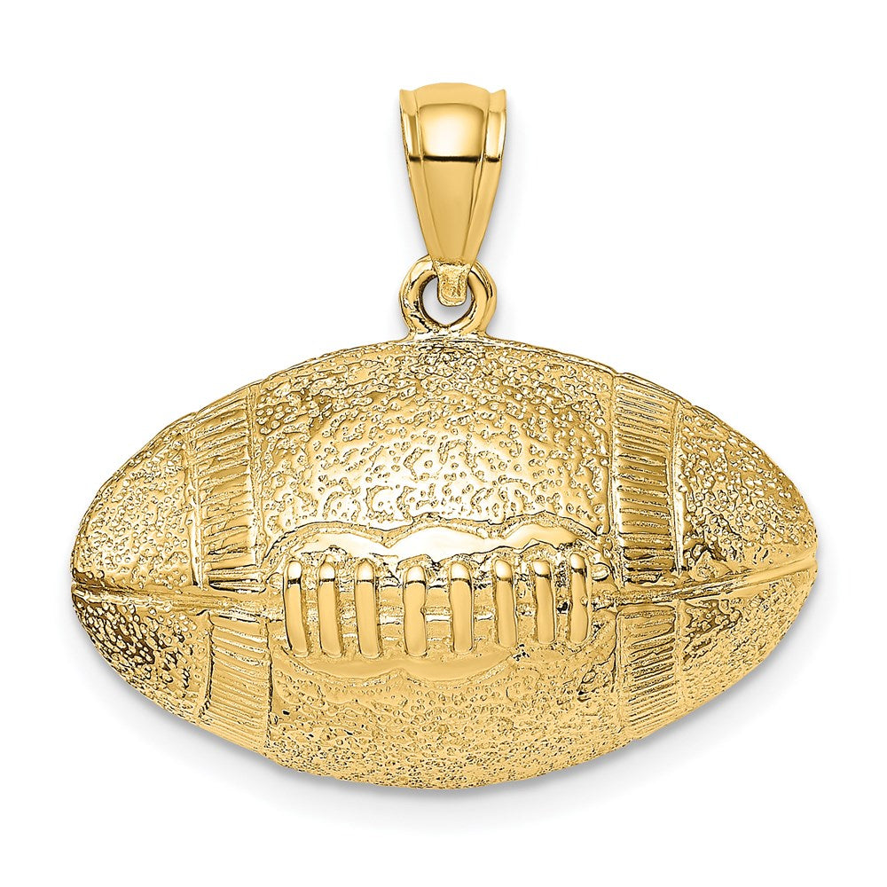 14k Yellow Gold 24.8 mm 3-D Football Horizontal Pendant (9.68 grams)