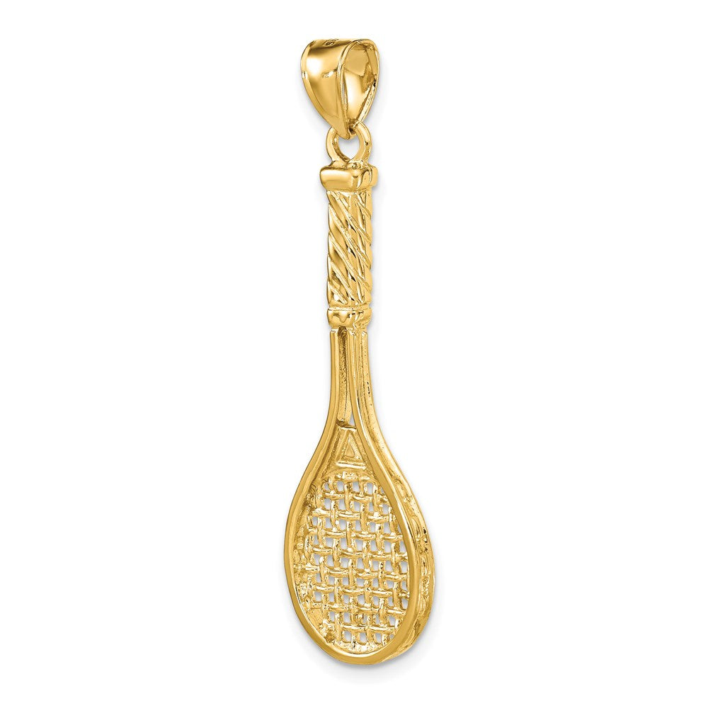 14k Yellow Gold 13.2 mm 3-D Polished Tennis Racquet Charm (3.39 grams)