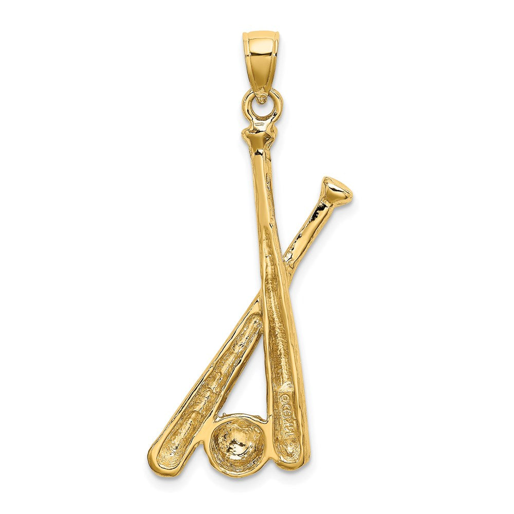 14k Yellow Gold 14.3 mm 2-D Baseball Bats and Ball Charm (3.87 grams)